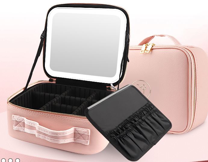 Organizador de maquillaje portátil con espejo LED KimiKlauser